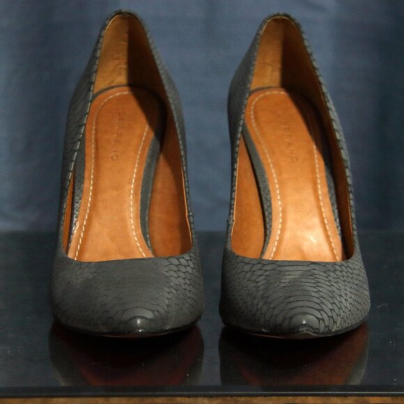 Carrano Dark Grey Snake Skin Leather Heels 8.5 - Picture 1 of 4